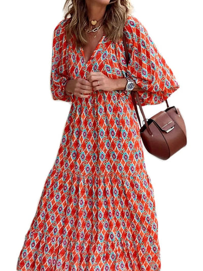 Elegante zomer maxi jurk met korte pofmouwen