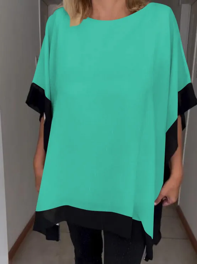 Brenda - Casual top met patchwork in contrasterende kleuren