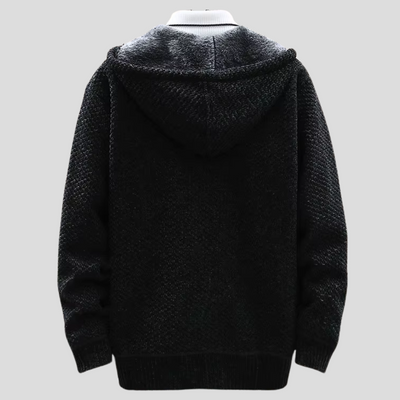 Herenhoodie met ritssluiting en vaste capuchon