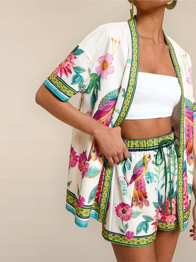 Zomers casual setje met korte mouwen overhemd en bijpassende short