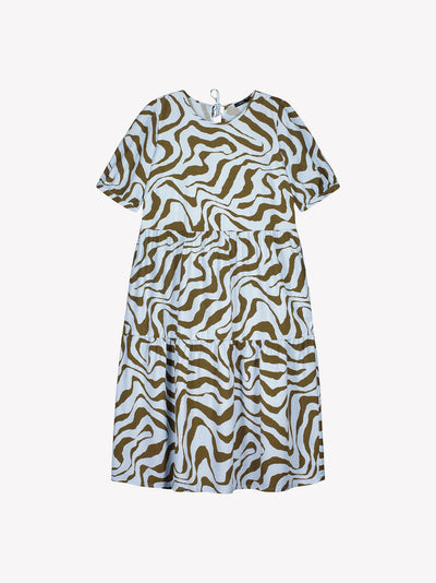 Casual midi jurk met dierenmotief en korte mouwen