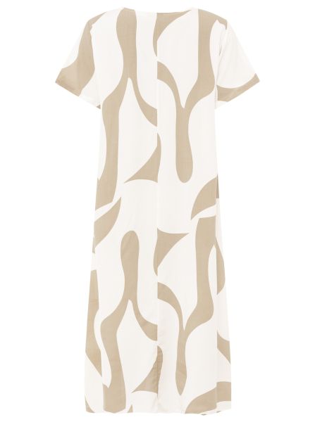 Stijlvolle midi jurk met korte mouwen en abstract patroon