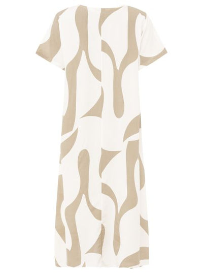 Stijlvolle midi jurk met korte mouwen en abstract patroon