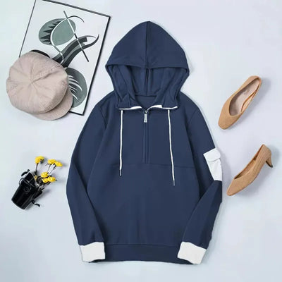Casual hoodie met capuchon en praktische ritssluiting