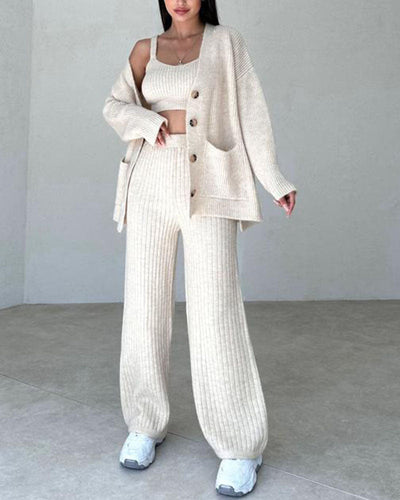 Andrea - Casual gebreide driedelige set in minimalistische stijl