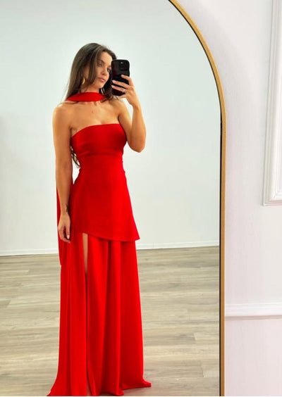 Strapless jurk met dubbele rok en een elegante uitstraling