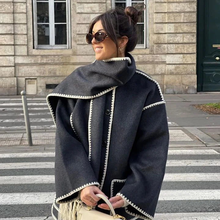 Pamela - Hepburn Stijl Wollen Cape Jas