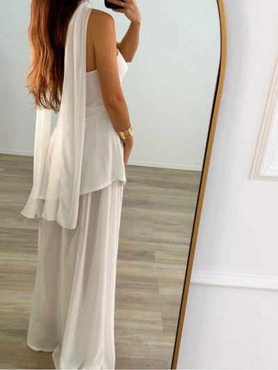 Strapless jurk met dubbele rok en een elegante uitstraling