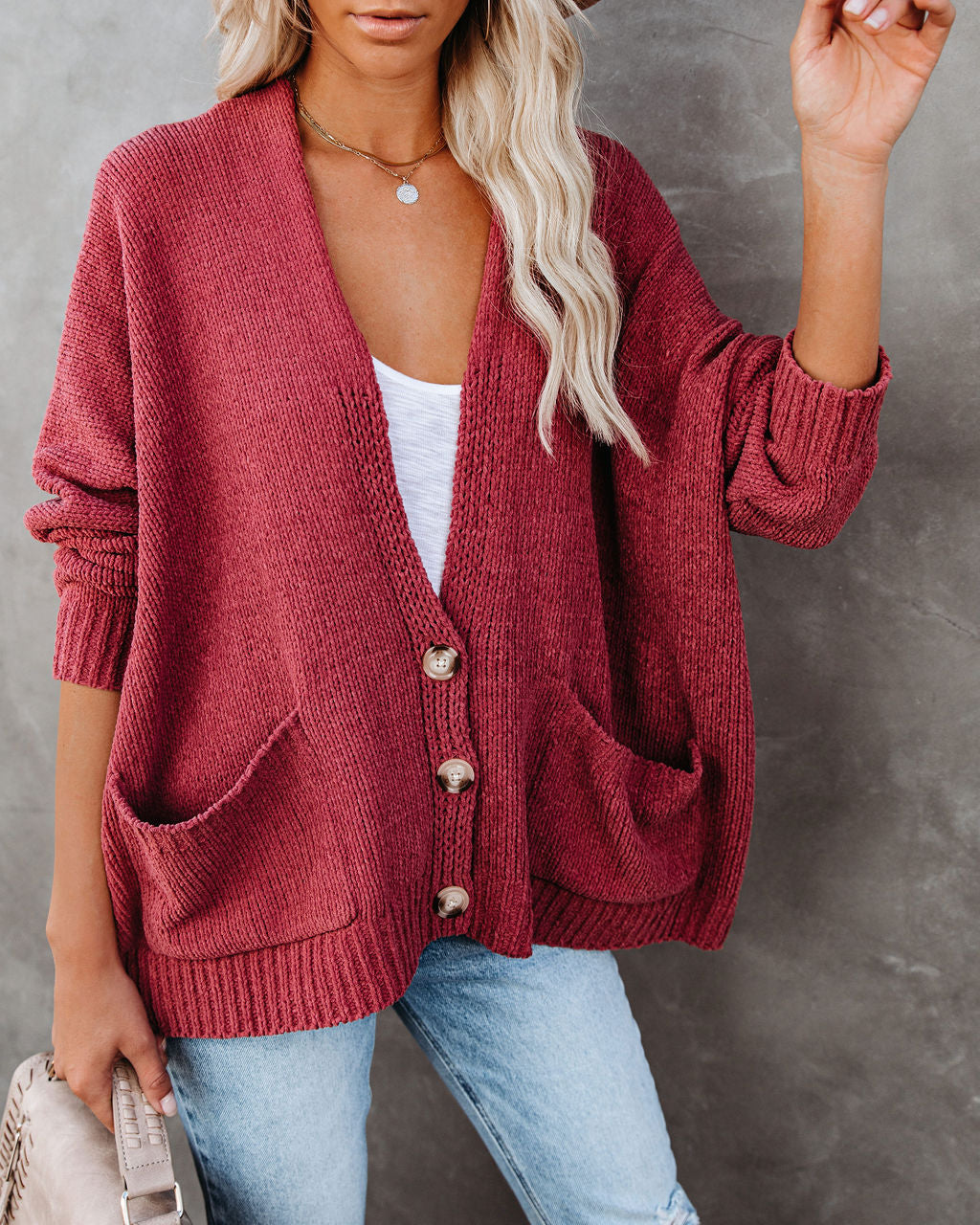 Elegante Cardigan met knopen en praktische zakken