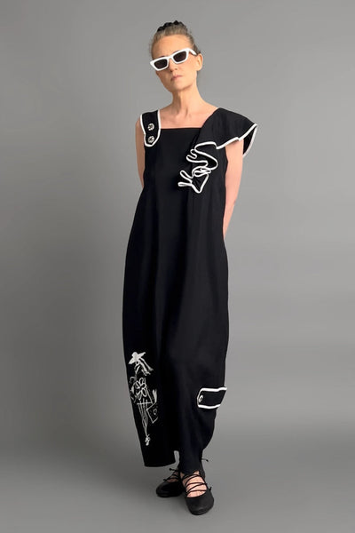 Maxi jurk met elegante uitstraling in losse avant-garde stijl
