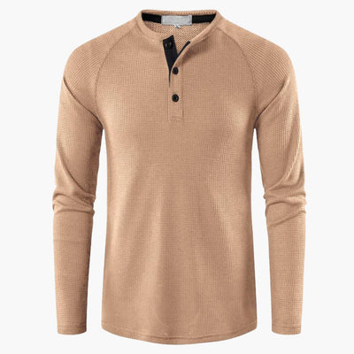 Heren T-shirt met halve knoopsluiting en lange mouwen voor een stijlvolle casual kijk