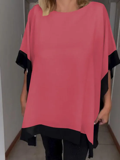 Brenda - Casual top met patchwork in contrasterende kleuren