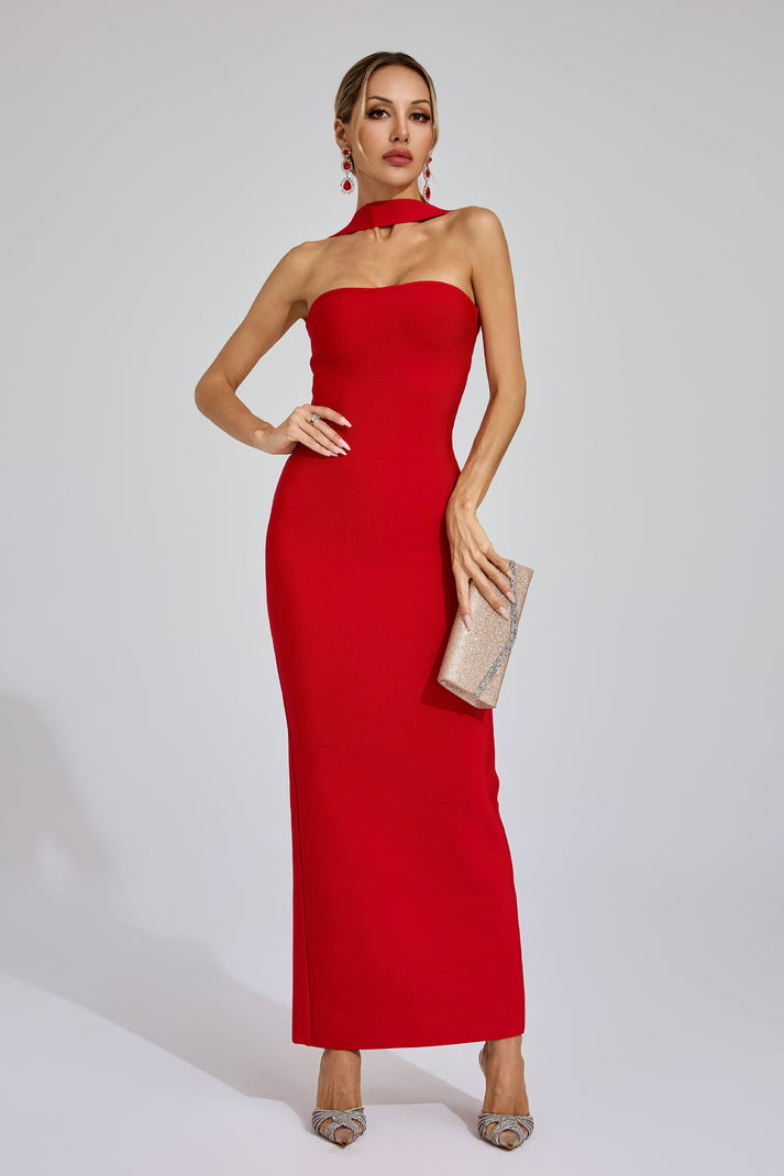 Elegante maxi jurk met halterstijl en open rug