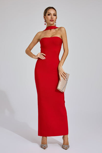 Elegante maxi jurk met halterstijl en open rug