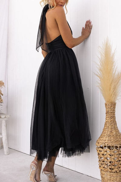 Halter maxi-jurk met geplooide details voor een stijlvolle uitstraling