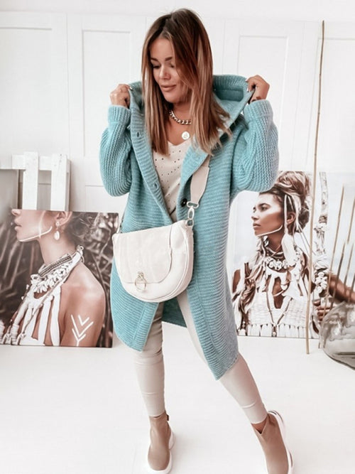 Elegant damesvest met capuchon en lange mouwen