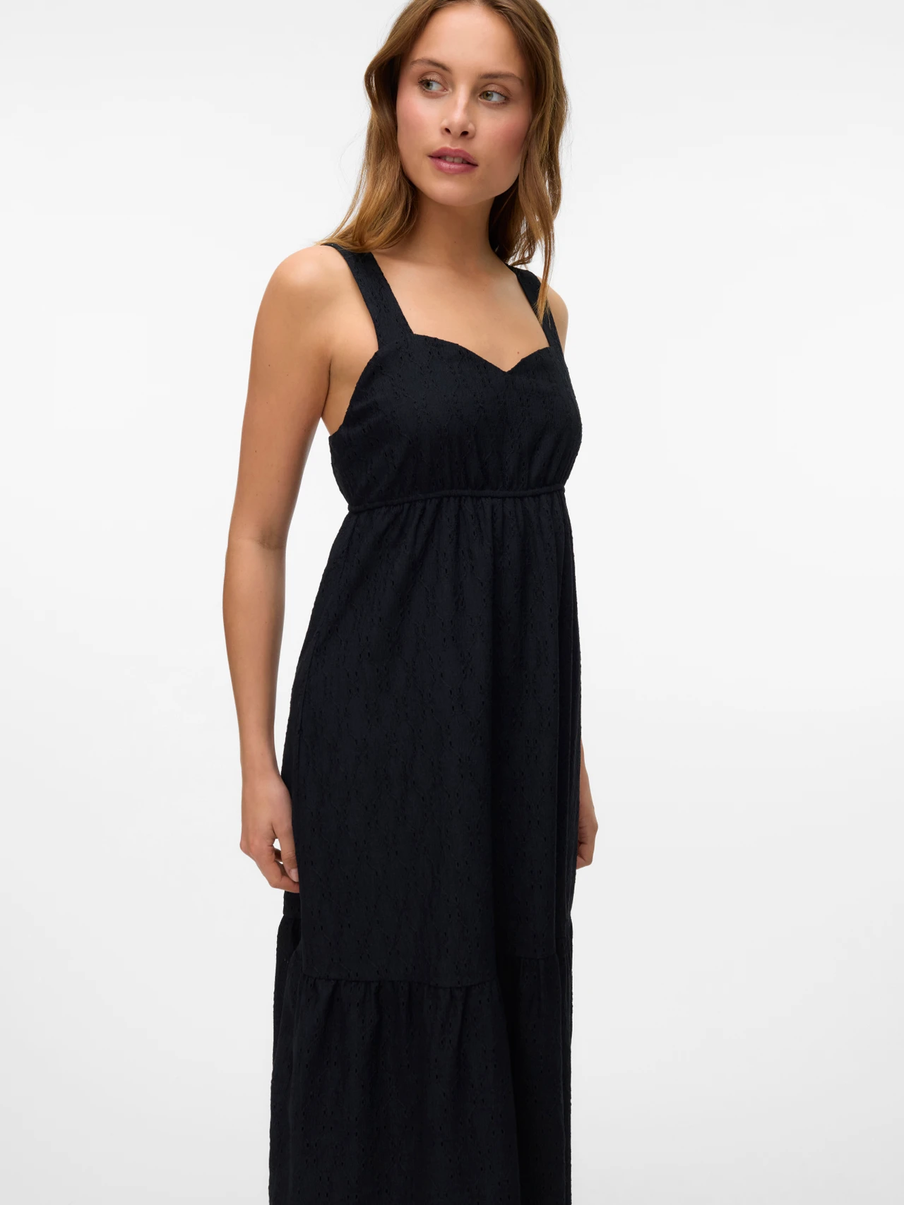 Casual midi jurk met vierkante hals en smalle bandjes