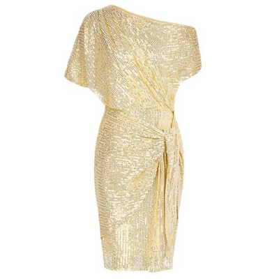 Stijlvolle one-shoulder jurk met pailletten voor feestelijke gelegenheden