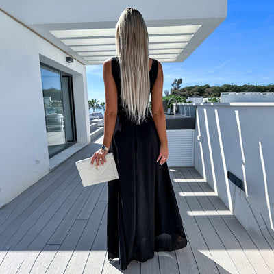 Elegante dames jumpsuit met vloeiende sleep voor feestelijke momenten