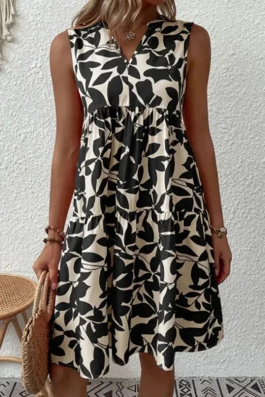Boho bloemenjurk met lagen en speels kort model voor dames