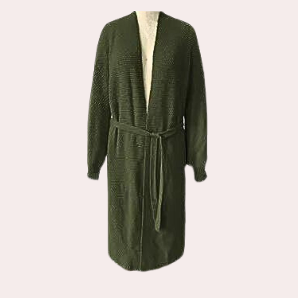 Stijlvol lang damesvest met een strikceintuur voor een elegante mira