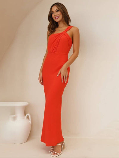 Asymmetrische midi jurk voor feestelijke gelegenheden met verfijnd ontwerp