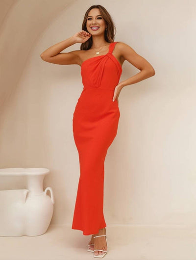 Asymmetrische midi jurk voor feestelijke gelegenheden met verfijnd ontwerp
