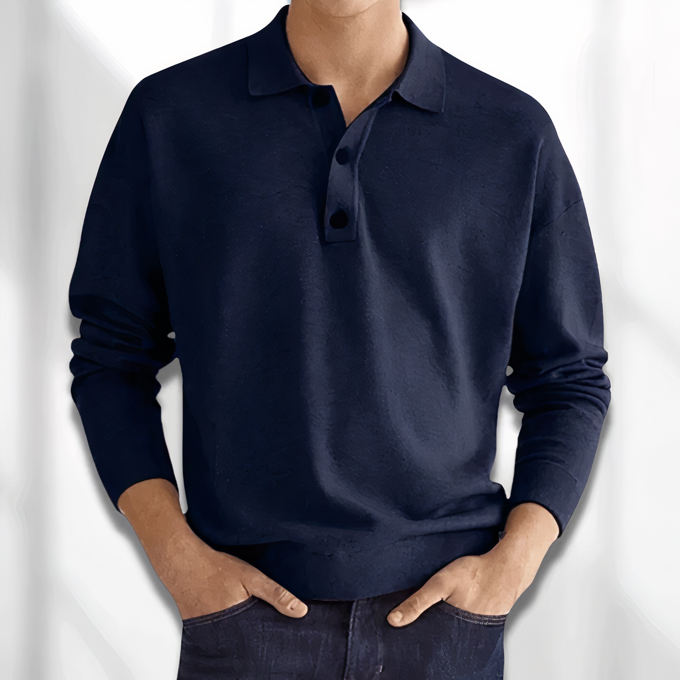 Heren poloshirt met lange mouwen geschikt voor een stijlvolle nonchalant outfit