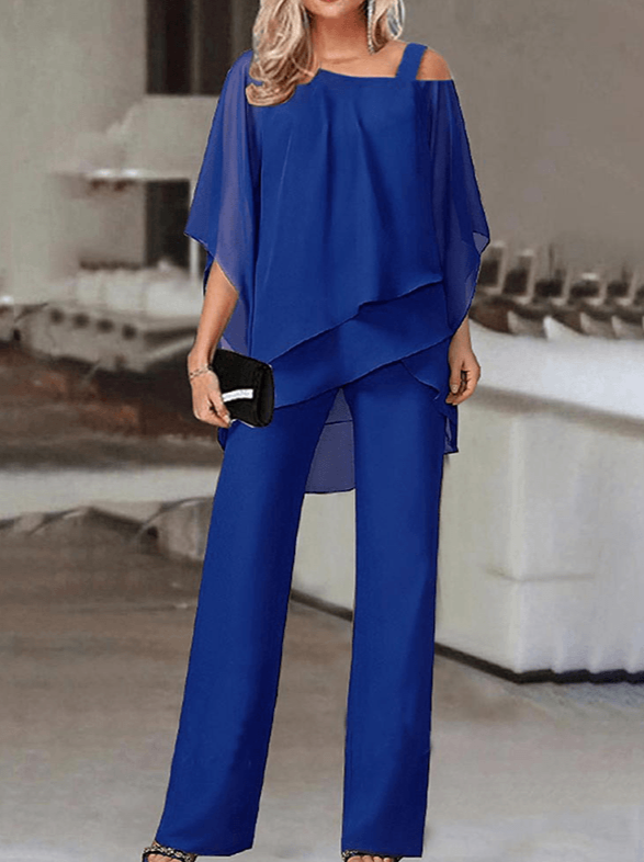 Tweedelige dames jumpsuit met wijde top en rechte broek voor een stijlvolle casual look