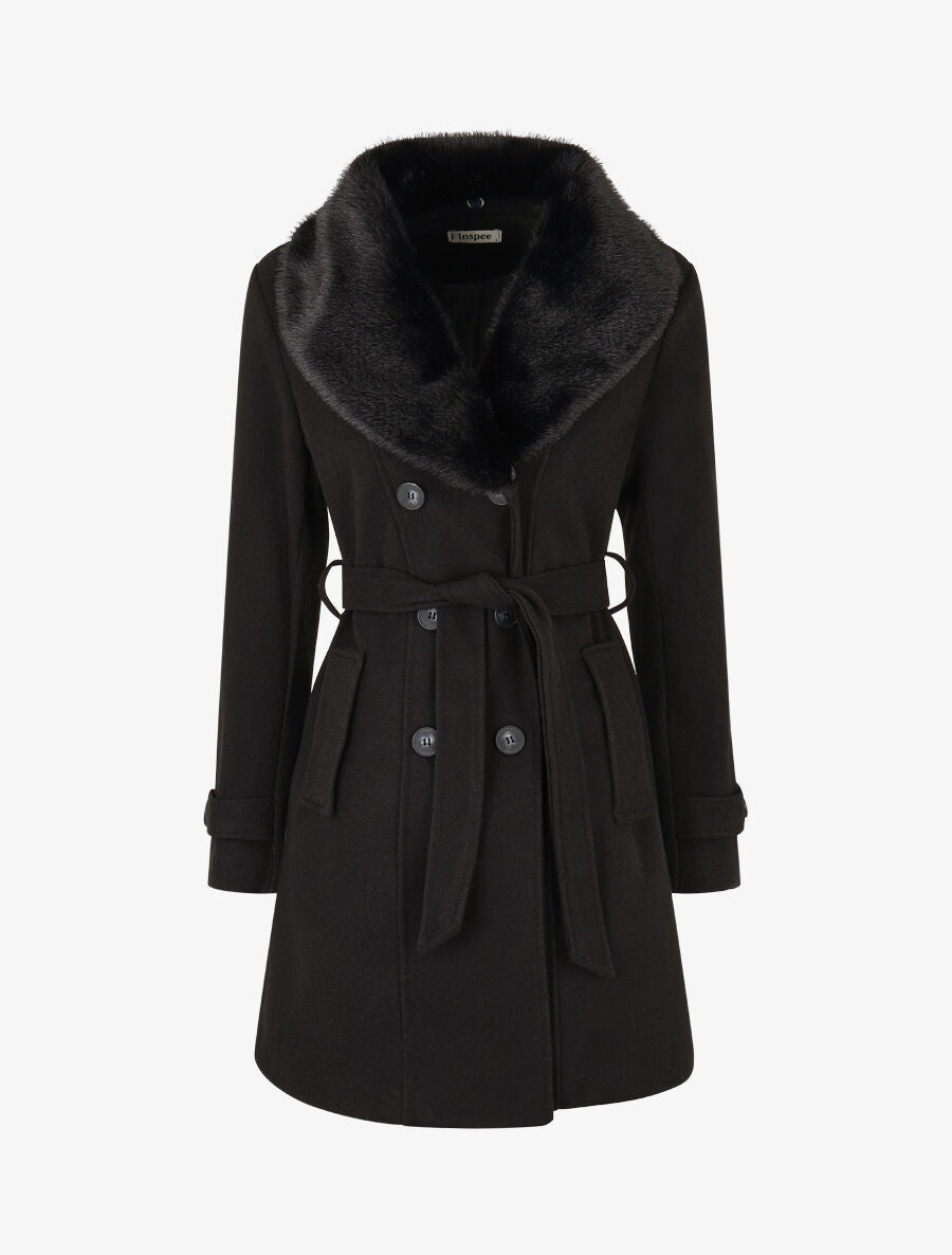Monochrome damesjas met stijlvolle kraag