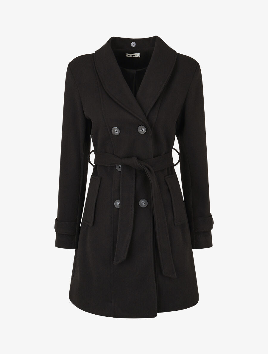 Monochrome damesjas met stijlvolle kraag