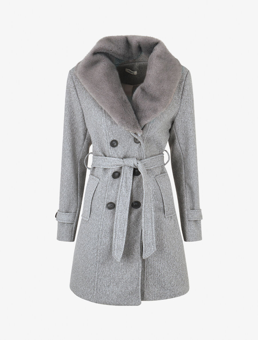 Monochrome damesjas met stijlvolle kraag