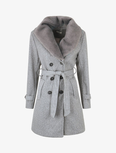 Monochrome damesjas met stijlvolle kraag