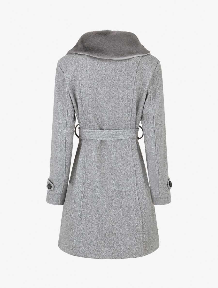 Monochrome damesjas met stijlvolle kraag