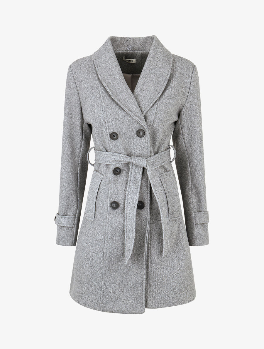Monochrome damesjas met stijlvolle kraag