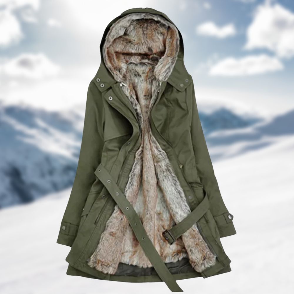 Lange winterjas voor dames met een stijlvolle en trendy uitstraling