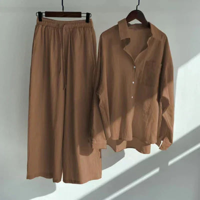 Giuliana - Gecoördineerde zomersets voor dames, shirt van katoen en linnen
