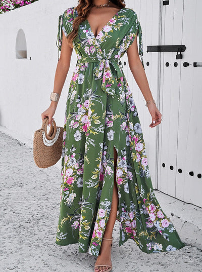 Clara - Bohemian jurk met V-hals en bloemenpatroon