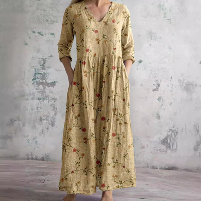 Zomerjurk voor dames met bloemenprint en diepe halslijn