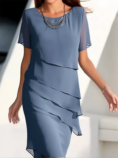 Elegante lange jurk met sierlijke ruches