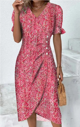 Karla - Jurk met korte mouwen en bloemenprint