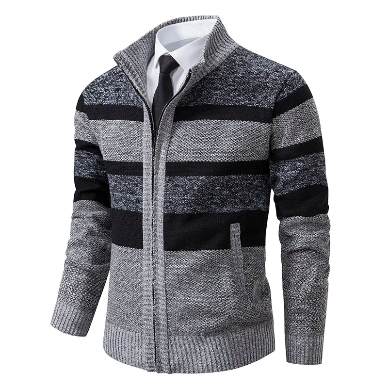 Nonchalant Heren Sweater met Rits en Opstaande Kraag