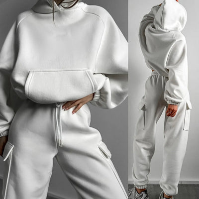 Casual Comfortabele Hoodie en Cargo Broek Set voor Dames