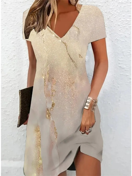 Zomerse damesjurk met print en korte mouwen voor een casual look