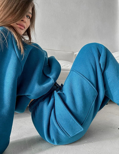 Casual Comfortabele Hoodie en Cargo Broek Set voor Dames
