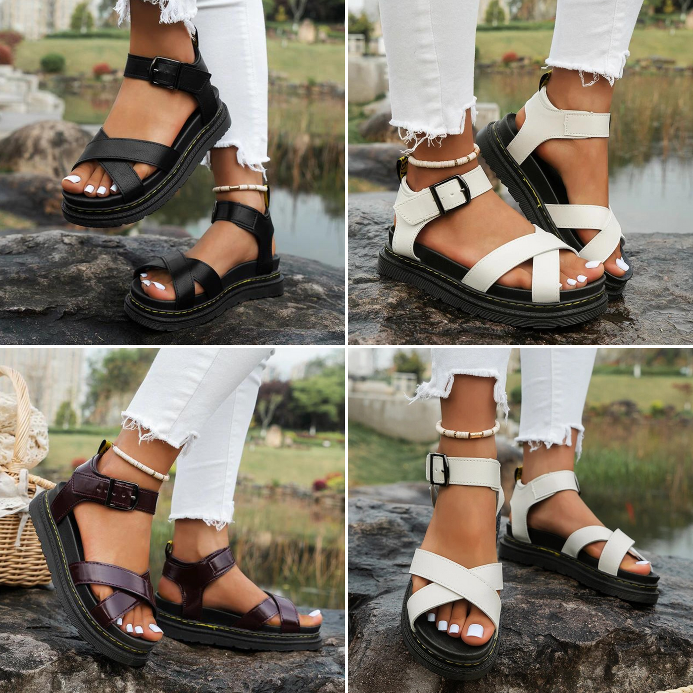 Stijlvolle dames sandalen met verstelbare gesp en lage zool