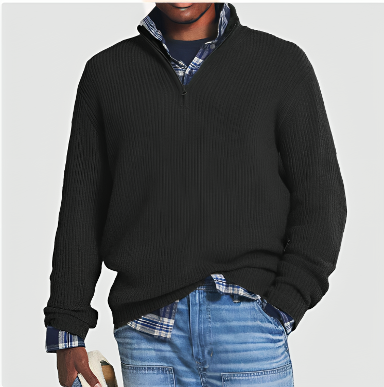 Henry - Business casual herenpullover met rits