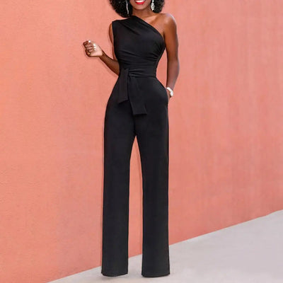 Stijlvolle dames jumpsuit met asymmetrische schouderlijn