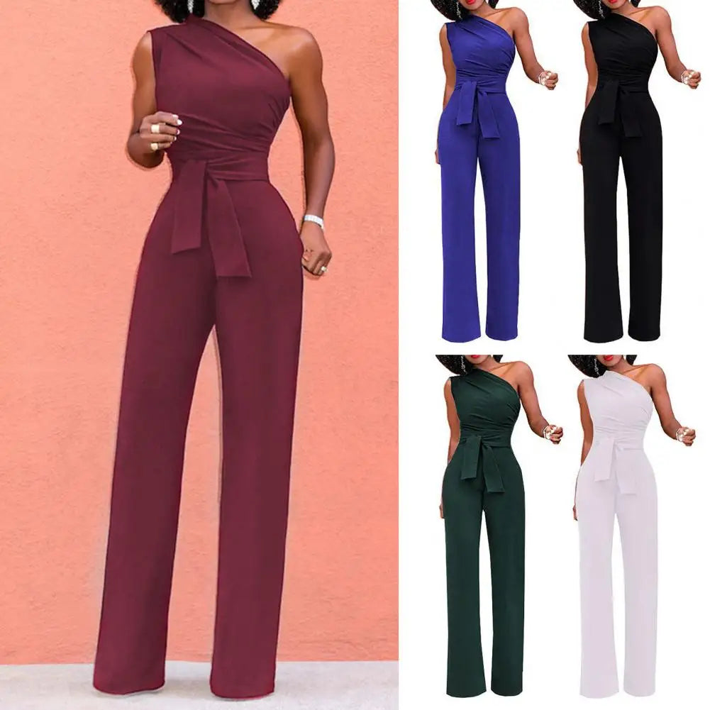Stijlvolle dames jumpsuit met asymmetrische schouderlijn