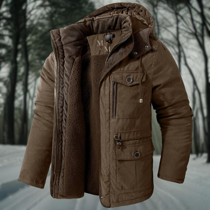 Warme winterjas voor heren met capuchon en nonchalant stijl